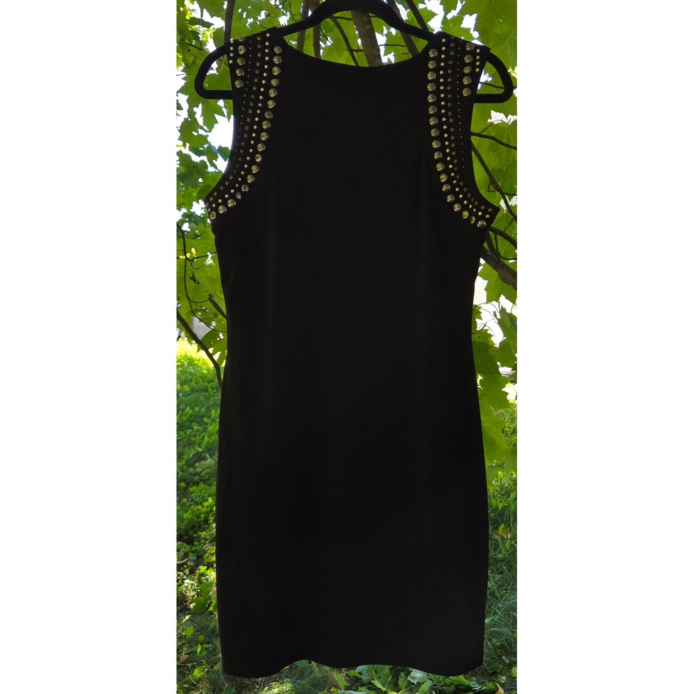 Rock & Republic Black Studded Sleeveless Bodycon Mini Dress Medium Square Neck
